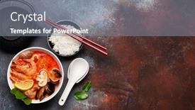  Presentation with milk coconut - PPT theme having traditional-thai-soup-tom-yum background and a gray colored foreground