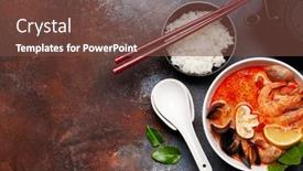  Presentation with coconut milk - Amazing presentation theme having traditional-thai-soup-tom-yum backdrop and a tawny brown colored foreground