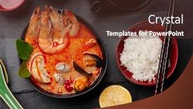  Presentation with teapot - Amazing PPT layouts having traditional-thai-soup-tom-yum backdrop and a tawny brown colored foreground