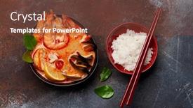  Presentation with milk coconut - Slide set featuring traditional-thai-soup-tom-yum background and a tawny brown colored foreground