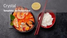  Presentation with milk coconut - Cool new slide deck with traditional-thai-soup-tom-yum backdrop and a gray colored foreground