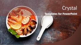  Presentation with milk coconut - Presentation theme enhanced with traditional-thai-soup-tom-yum background and a tawny brown colored foreground