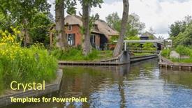  Presentation with roof - Slide set consisting of traditional-thatched-roof-home background and a tawny brown colored foreground