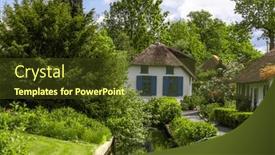  Presentation with roof - PPT theme consisting of traditional-thatched-roof-home and a tawny brown colored foreground