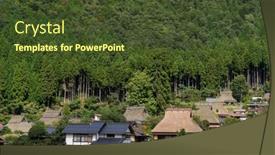  Presentation with traditional japan - Slide set enhanced with traditional-thatched-roof-houses background and a tawny brown colored foreground