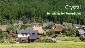  Presentation with traditional japan - Slide set consisting of traditional-thatched-roof-houses background and a tawny brown colored foreground