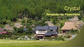  Presentation with traditional japan - PPT theme enhanced with traditional-thatched-roof-houses background and a tawny brown colored foreground