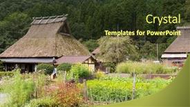  Presentation with traditional japan - Presentation design consisting of traditional-thatched-roof-houses background and a tawny brown colored foreground