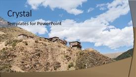  Presentation with nursing homes - Slide set consisting of traditional tibetan homes in villages background and a light blue colored foreground