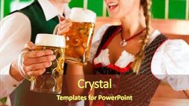  Presentation with young man and a woman - Theme enhanced with traditional tracht with beer background and a  colored foreground