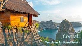  Presentation with bali - Slides enhanced with traditional-tree-house-on-bali background and a ocean colored foreground