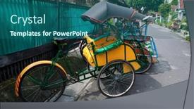  Presentation with indonesia - Presentation having traditional-trishaw-in-the-streets background and a ocean colored foreground