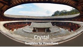  Presentation with co2 building - Audience pleasing presentation design consisting of traditional tulou building panorama view backdrop and a gray colored foreground