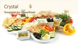  Presentation with turkish - Beautiful slide deck featuring traditional turkish breakfast isolated on white backdrop and a cream colored foreground