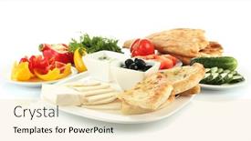  Presentation with turkish - Slide deck enhanced with traditional turkish breakfast isolated on white background and a lemonade colored foreground