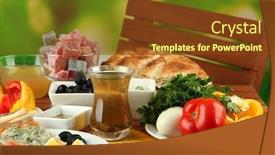  Presentation with turkish - Theme featuring traditional turkish breakfast on table background and a tawny brown colored foreground