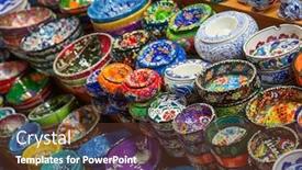  Presentation with ceramics - Slide set having traditional-turkish-ceramics background and a tawny brown colored foreground