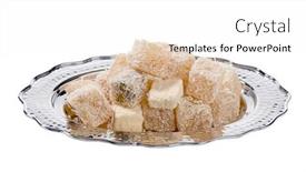  Presentation with turkish - PPT theme featuring traditional turkish delight in vintage plate isolated on white background background and a white colored foreground