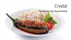  Presentation with food white - Amazing presentation design having traditional turkish food stuffed aubergine backdrop and a white colored foreground