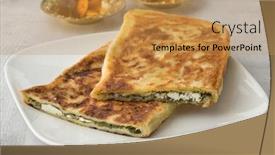  Presentation with feta cheese - Presentation design featuring traditional-turkish-pancake-stuffed background and a yellow colored foreground