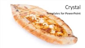  Presentation with white cheese - PPT layouts enhanced with pita - traditional turkish pizza pide background and a white colored foreground
