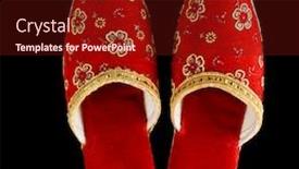  Presentation with turkish - Slide set featuring traditional-turkish-slippers-decorative-footwear background and a tawny brown colored foreground