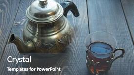  Presentation with glass teapot - Audience pleasing slides consisting of traditional turkish tea metal teapot backdrop and a  colored foreground