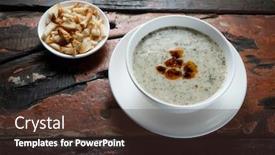  Presentation with yogurt - Presentation design consisting of aside isolated on rustic wooden background and a tawny brown colored foreground