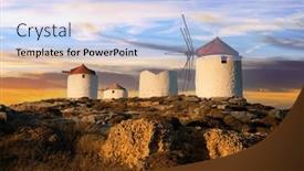  Presentation with cyclades - Slide deck featuring traditional-typical-greek-windmills-amorgos background and a  colored foreground