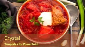  Presentation with red beet root - Slide set consisting of traditional ukrainian russian borscht with white beans on the bowl plate of red beet root soup borsch on black rustick table beetroot soup top view traditional ukraine food cuisine background and a tawny brown colored foreground