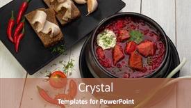  Presentation with red chilli - Presentation theme with traditional-ukrainian-russian-borscht background and a red colored foreground