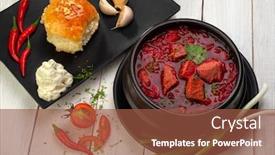  Presentation with beetroot - Colorful presentation theme enhanced with traditional-ukrainian-russian-borscht backdrop and a tawny brown colored foreground