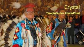  Presentation with aboriginal - Presentation theme enhanced with traditional-uniforms-on-the-canadian background and a tawny brown colored foreground