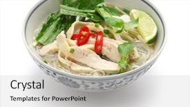  Presentation with noodle - Presentation design consisting of traditional vietnam - pho ga vietnamese chicken rice background and a light gray colored foreground
