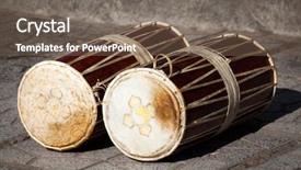  Presentation with drums - Beautiful presentation featuring traditional vietnamese drums backdrop and a violet colored foreground