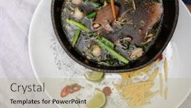  Presentation with traditional vietnamese soup pho - Audience pleasing presentation theme consisting of traditional-vietnamese-pho-bo-soup backdrop and a coral colored foreground