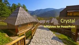  Presentation with traditional - Slides featuring traditional-village-drvengrad-mecavnik background and a tawny brown colored foreground
