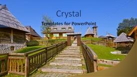  Presentation with traditional - Audience pleasing PPT theme consisting of traditional-village-drvengrad-mecavnik backdrop and a light blue colored foreground