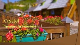  Presentation with village - Presentation design enhanced with traditional-village-drvengrad-mecavnik background and a tawny brown colored foreground