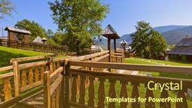  Presentation with traditional - Colorful slides enhanced with traditional-village-drvengrad-mecavnik backdrop and a tawny brown colored foreground