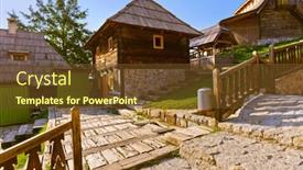  Presentation with traditional - PPT theme consisting of traditional-village-drvengrad-mecavnik background and a tawny brown colored foreground