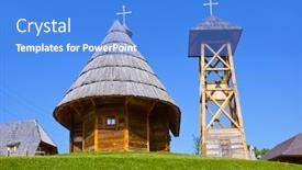  Presentation with traditional - Slide deck featuring traditional-village-drvengrad-mecavnik background and a teal colored foreground