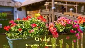  Presentation with village - PPT theme having traditional-village-drvengrad-mecavnik background and a tawny brown colored foreground