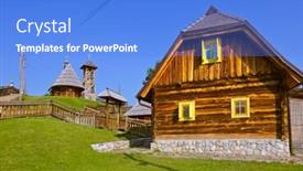  Presentation with traditional - Amazing presentation having traditional-village-drvengrad-mecavnik backdrop and a cobalt blue colored foreground