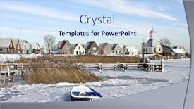  Presentation with amsterdam - Slides featuring traditional village durgerdam near amsterdam the netherlands in wintertime background and a sky blue colored foreground