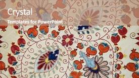  Presentation with uzbekistan - PPT layouts featuring traditional vintage embroidery from uzbekistan background and a coral colored foreground