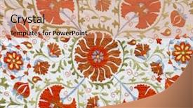  Presentation with uzbekistan - Slide deck with traditional vintage embroidery from uzbekistan background and a coral colored foreground