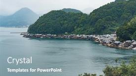  Presentation with kyoto - Beautiful PPT theme featuring traditional water house of ine cho in kyoto backdrop and a gray colored foreground