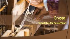  Presentation with weaving loom - Cool new slide deck with traditional weaving loom for carpets backdrop and a tawny brown colored foreground