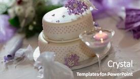  Presentation with purple wedding - PPT theme featuring traditional wedding cake with purple background and a gray colored foreground